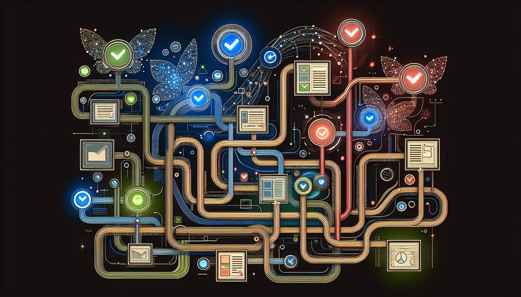 Illustration of a data workflow with success status